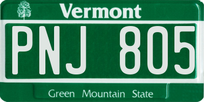 VT license plate PNJ805