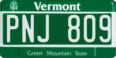 VT license plate PNJ809