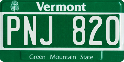 VT license plate PNJ820