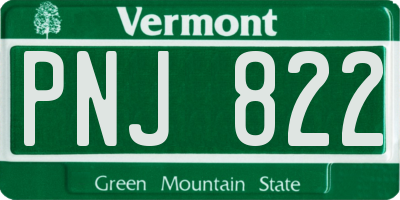 VT license plate PNJ822