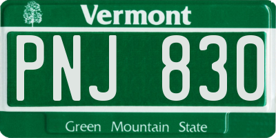 VT license plate PNJ830