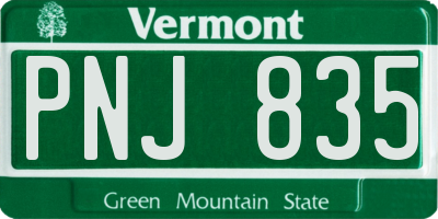 VT license plate PNJ835