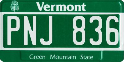 VT license plate PNJ836