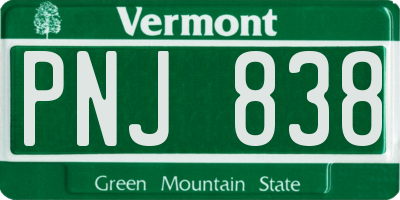 VT license plate PNJ838