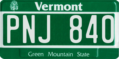 VT license plate PNJ840