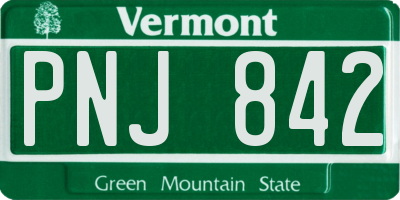 VT license plate PNJ842