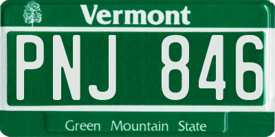 VT license plate PNJ846
