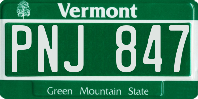 VT license plate PNJ847