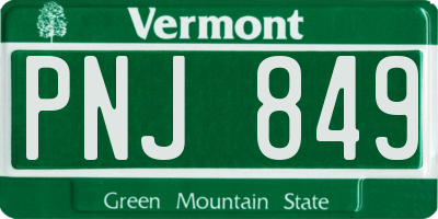 VT license plate PNJ849