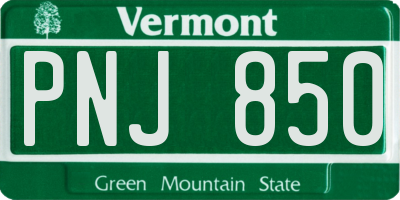 VT license plate PNJ850