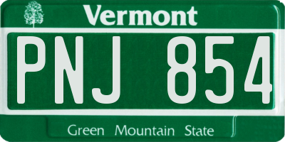 VT license plate PNJ854