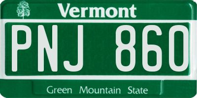 VT license plate PNJ860