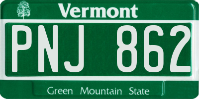 VT license plate PNJ862