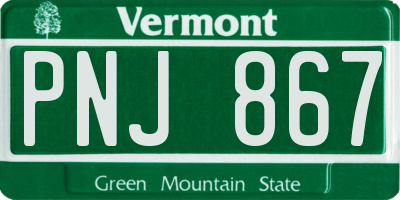 VT license plate PNJ867
