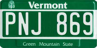 VT license plate PNJ869