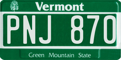 VT license plate PNJ870