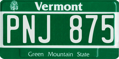 VT license plate PNJ875