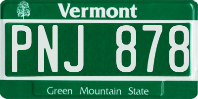 VT license plate PNJ878