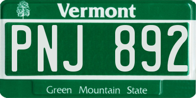 VT license plate PNJ892