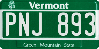 VT license plate PNJ893