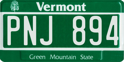 VT license plate PNJ894