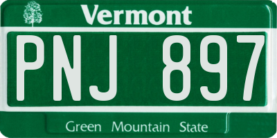 VT license plate PNJ897
