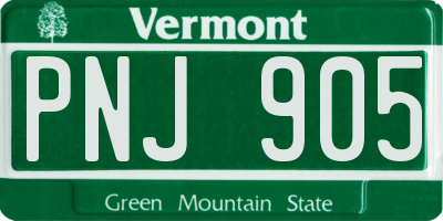 VT license plate PNJ905