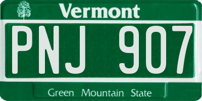 VT license plate PNJ907