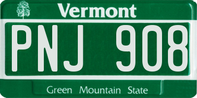VT license plate PNJ908