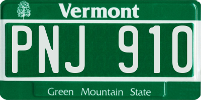 VT license plate PNJ910