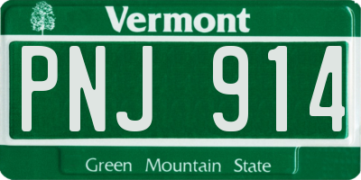 VT license plate PNJ914