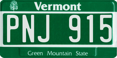 VT license plate PNJ915