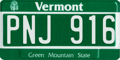 VT license plate PNJ916