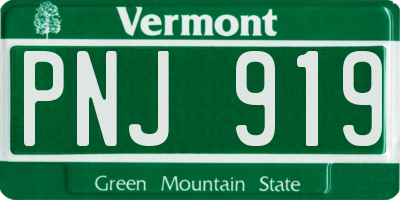 VT license plate PNJ919