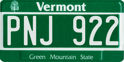 VT license plate PNJ922