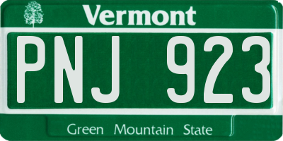 VT license plate PNJ923