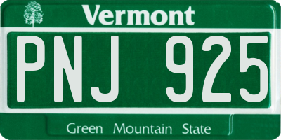 VT license plate PNJ925