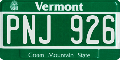 VT license plate PNJ926