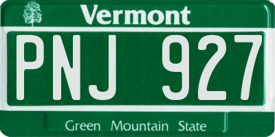 VT license plate PNJ927