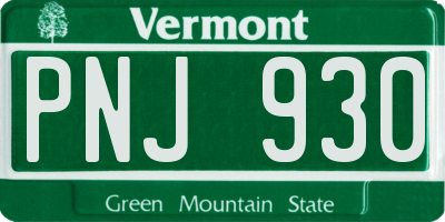 VT license plate PNJ930