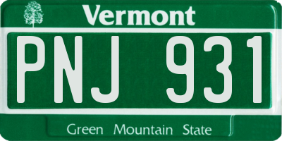 VT license plate PNJ931