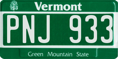 VT license plate PNJ933