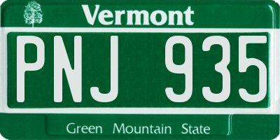 VT license plate PNJ935