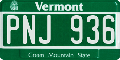 VT license plate PNJ936
