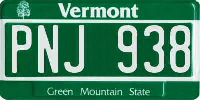 VT license plate PNJ938