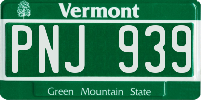 VT license plate PNJ939