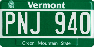 VT license plate PNJ940