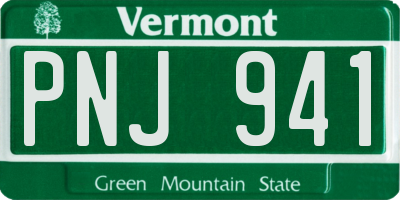 VT license plate PNJ941