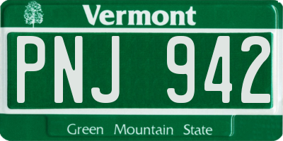 VT license plate PNJ942