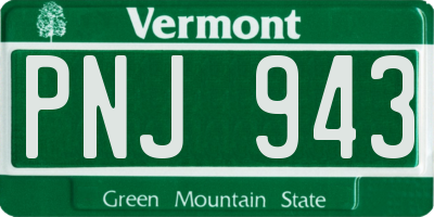 VT license plate PNJ943